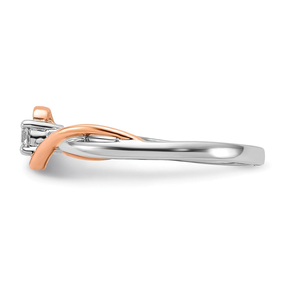 10k White Gold & Rose-tone Polished Twisted Diamond Ring