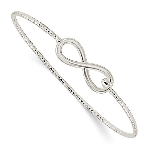 Sterling Silver Diamond Cut Infinity Interlocking Bangle Bracelet