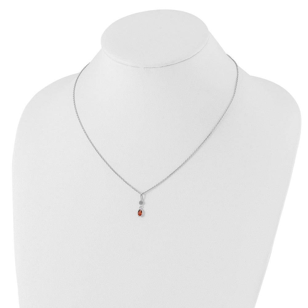 White Ice Sterling Silver Rhodium-plated 18 inch Diamond and Garnet  Necklace with 2 inch Extender