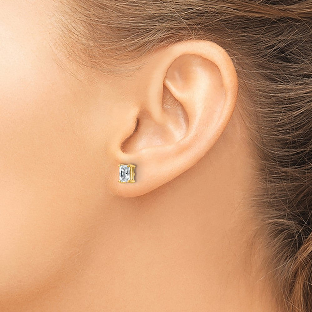 14k Yellow Gold 1 ctw Lab Grown Diamond VS+ F+ Radiant 4 Prong Heavy Wt. Stud Earrings
