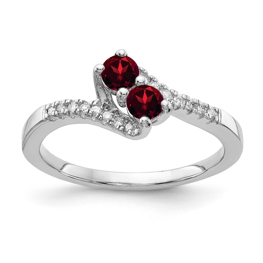 Sterling Silver Garnet & Diamond Ring
