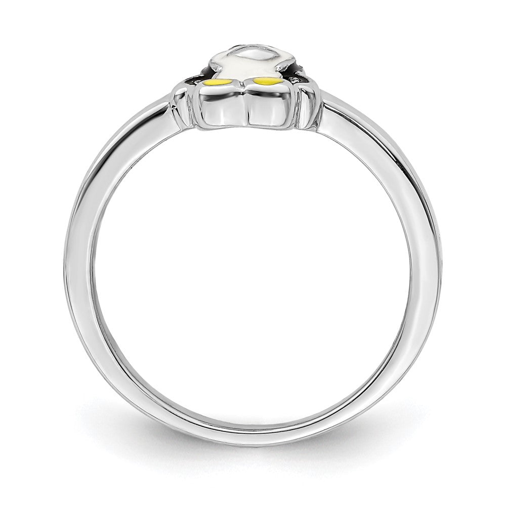 Sterling Silver Rhodium-plated Childs Enameled Penguin Ring
