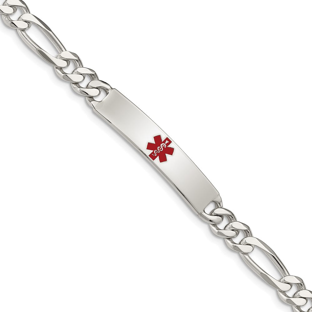 Sterling Silver Polished Medical Figaro Anchor Link ID Bracelet 7.5 inches