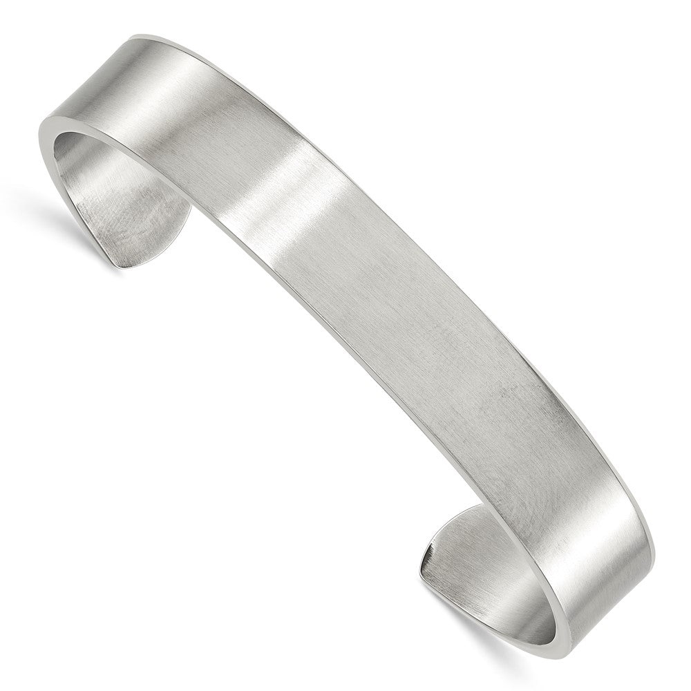 Stainless Steel Brushed 12mm Cuff Bangle 8 inches