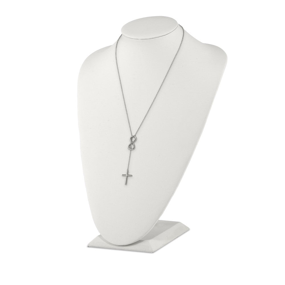 Stainless Steel Polished Cross/Infinity Adjust. to 25in Slipon Necklace