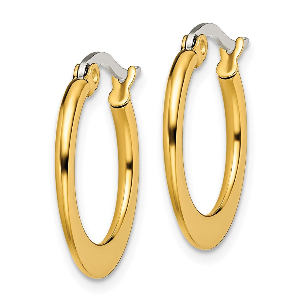 Stainless Steel Polished Yellow IP Tapered 19mm Diameter Hoop Earrings