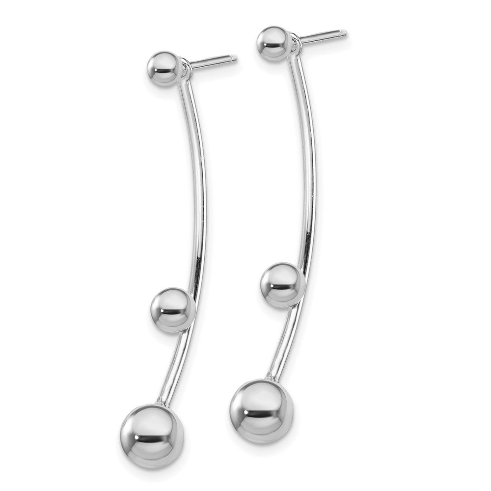 Sterling Silver RH-plated Ball and Bar Jackets w/3mm Ball Earrings