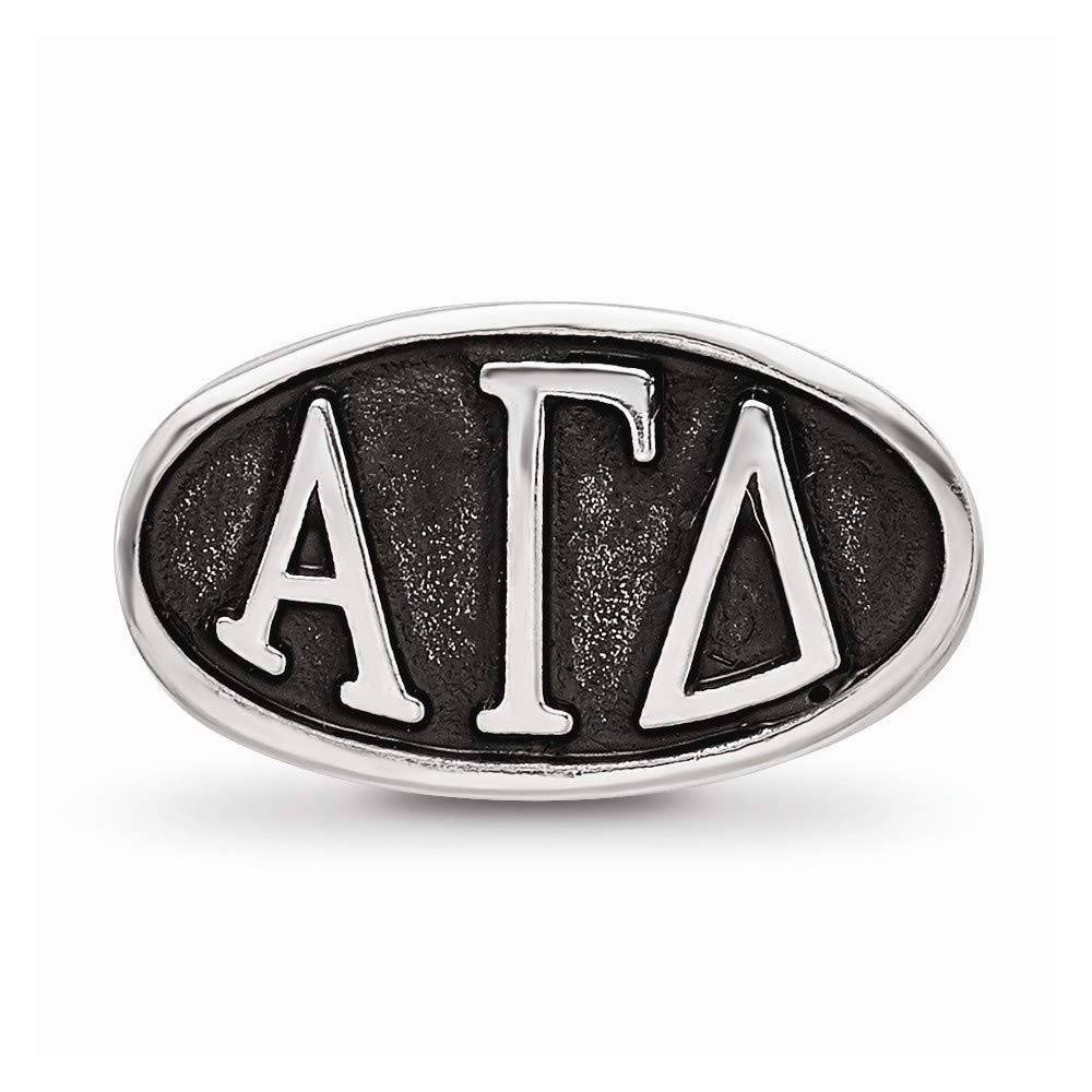 LogoArt AGD002BD-SS Sterling Silver Alpha Gamma Delta Oval Letters Bead - Size SS