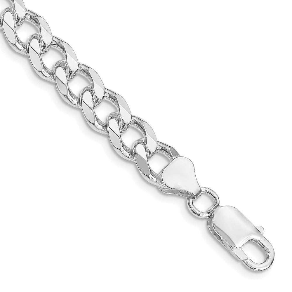 Sterling Silver Rhodium-plated 8.3mm Curb Chain 9 inches