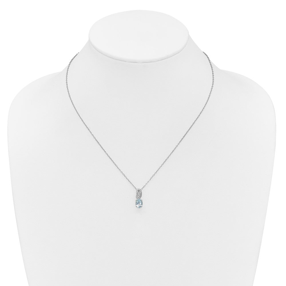 SS Aquamarine & Diamond Pend