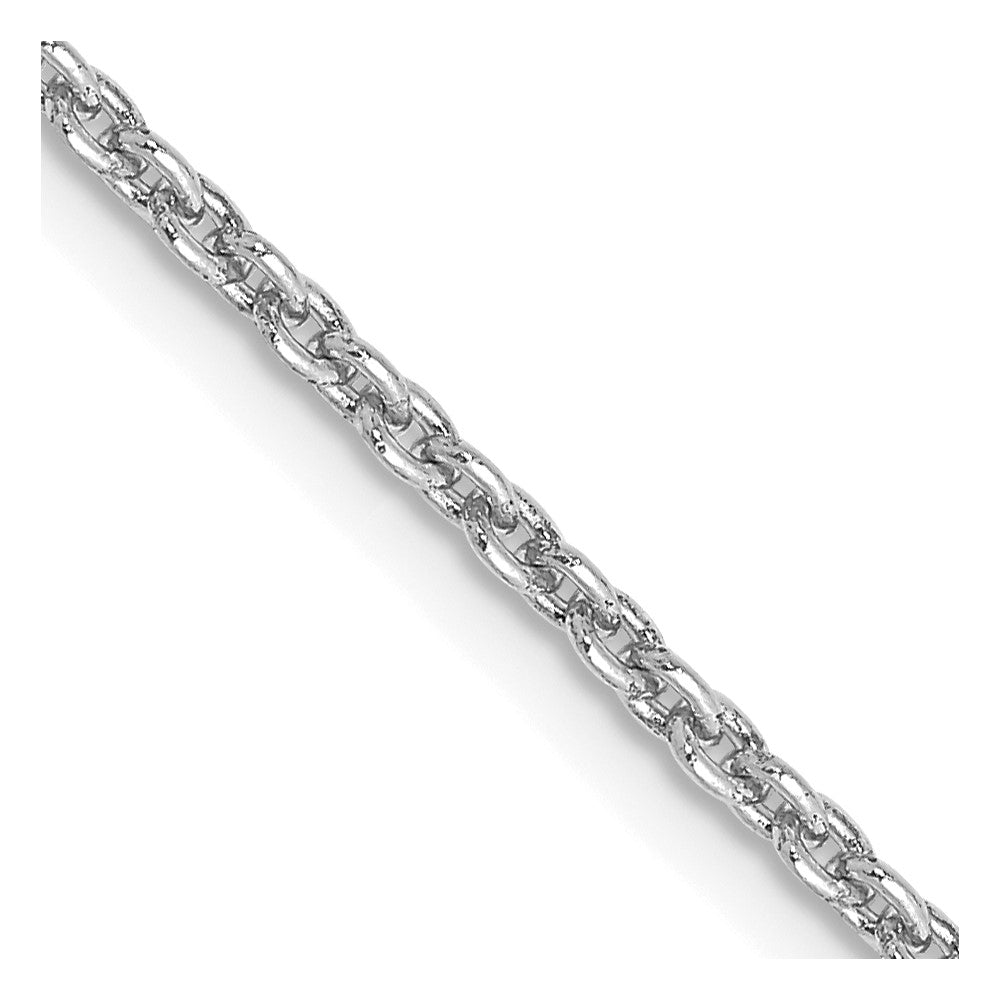 14K White Gold 18 inch 2mm Round Open Link Cable with Lobster Clasp Chain