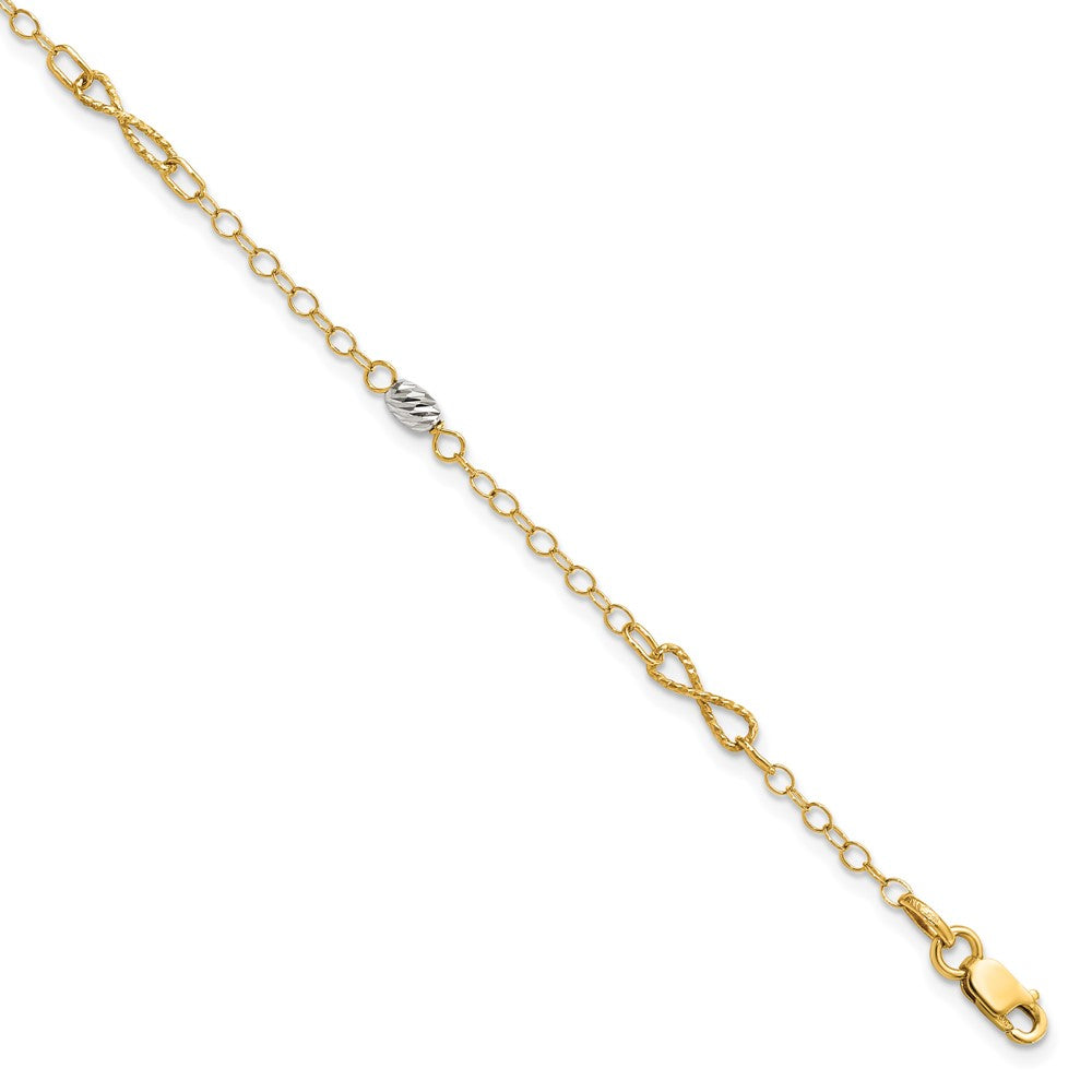 14K Two-tone Polished and D/C Bracelet 7.5  inches