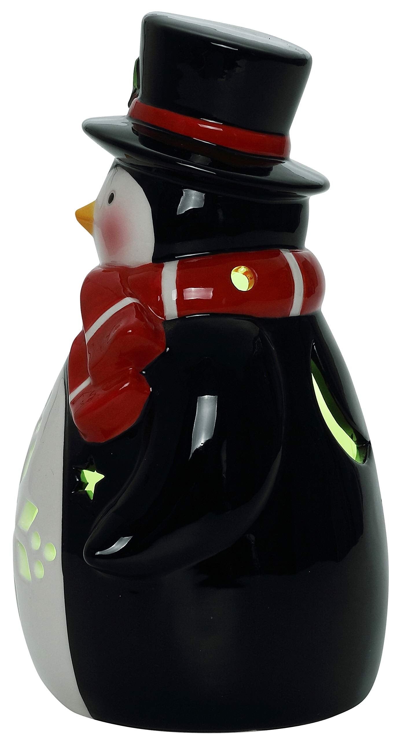 Penguin Ceramic Christmas LED Tabletop Lantern Statue