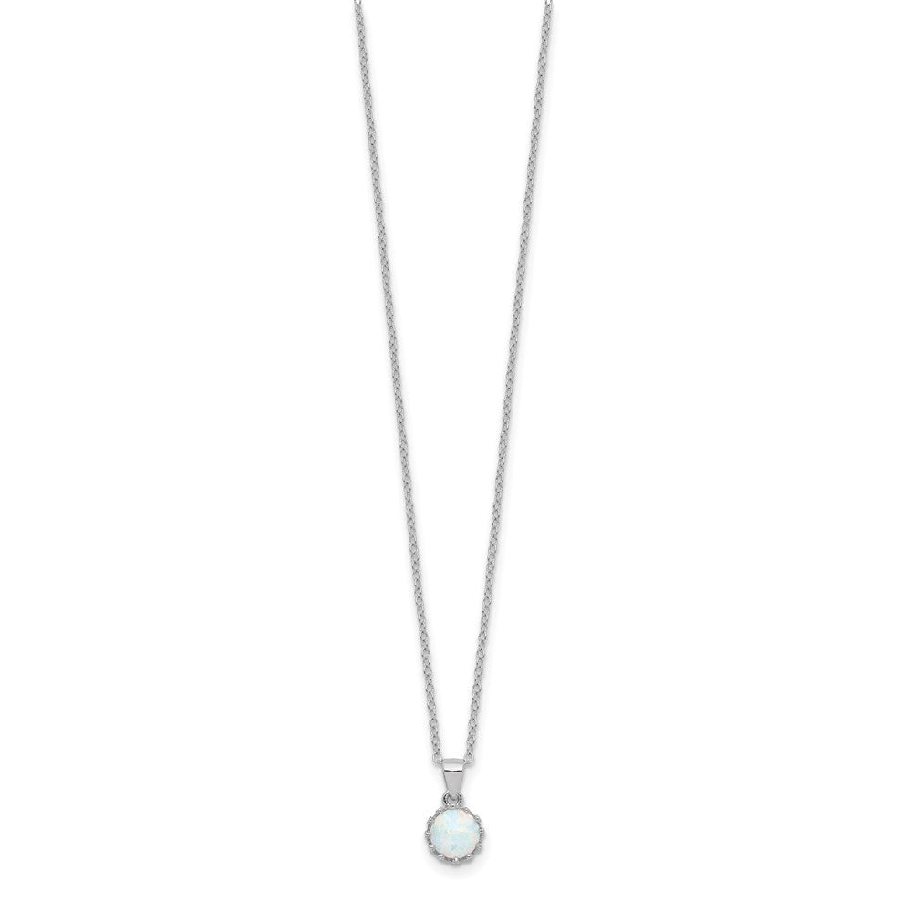 Sterling Silver Rhodium-plated Polished Created Opal Necklace 18 Inches