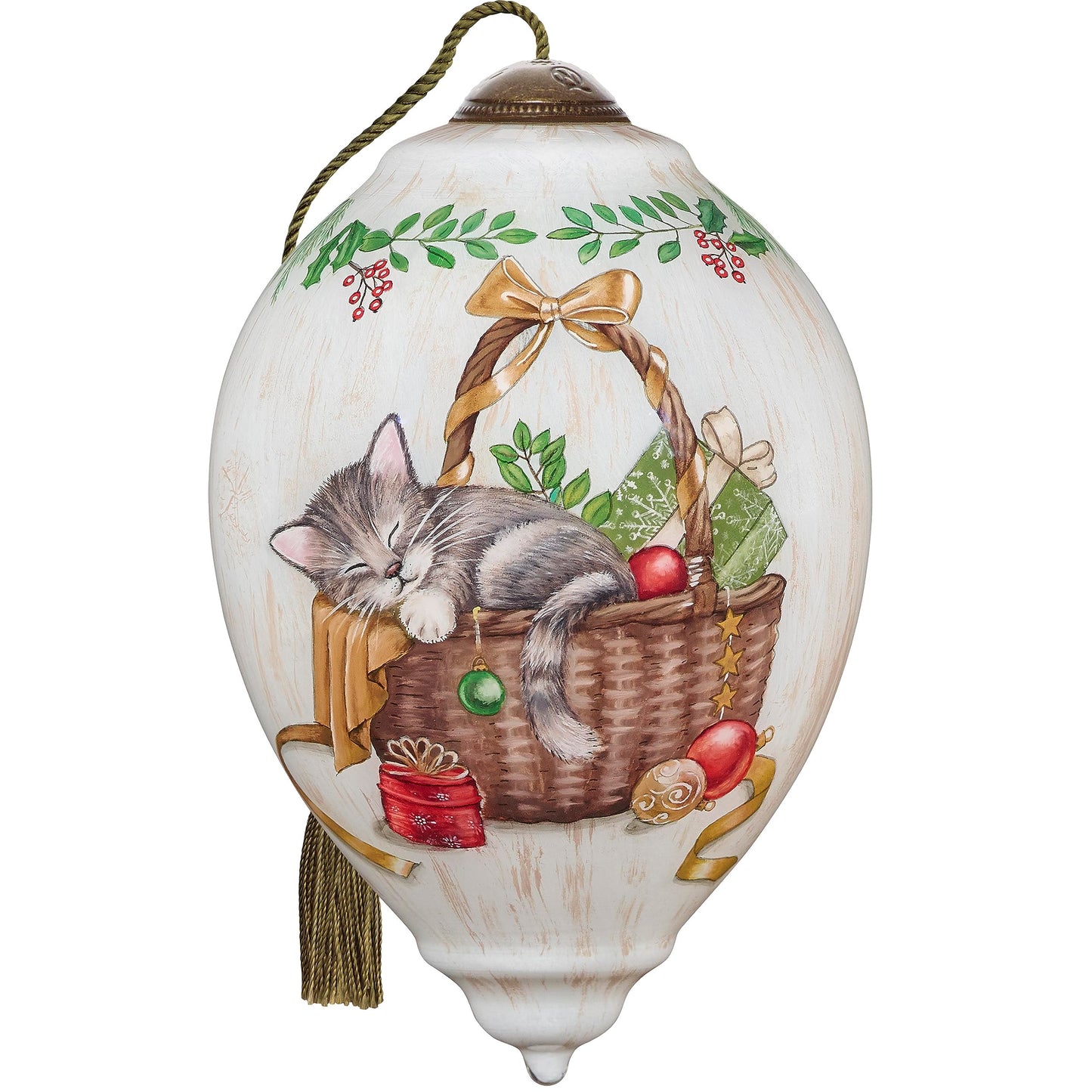 Neqwa Art Stockings Hung by the Branches with Care by Hazel Lincoln Hand-painted Glass Ornament