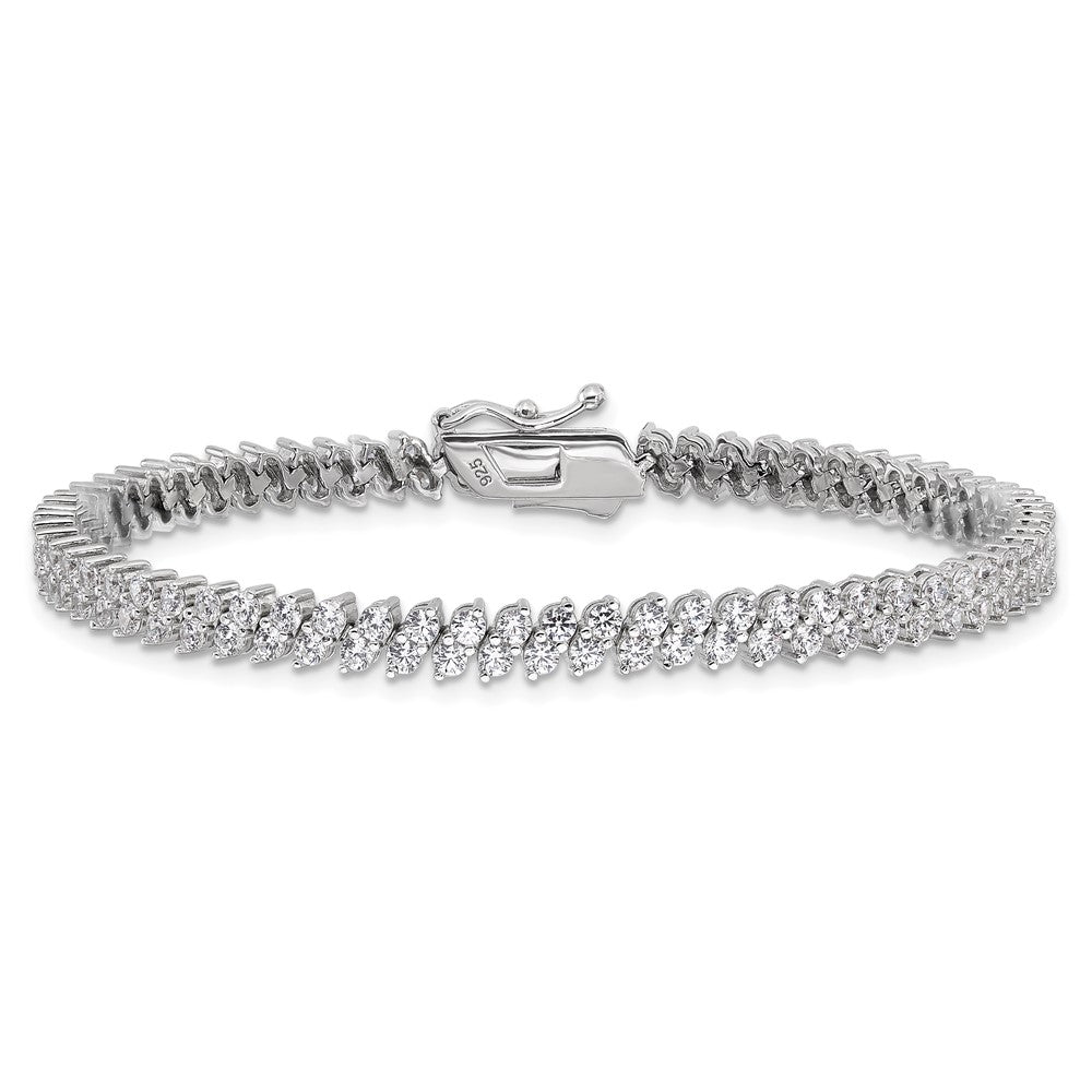 Sterling Shimmer Sterling Silver Rhodium-plated CZ 138 Stone 7 inch Bracelet 7 inches