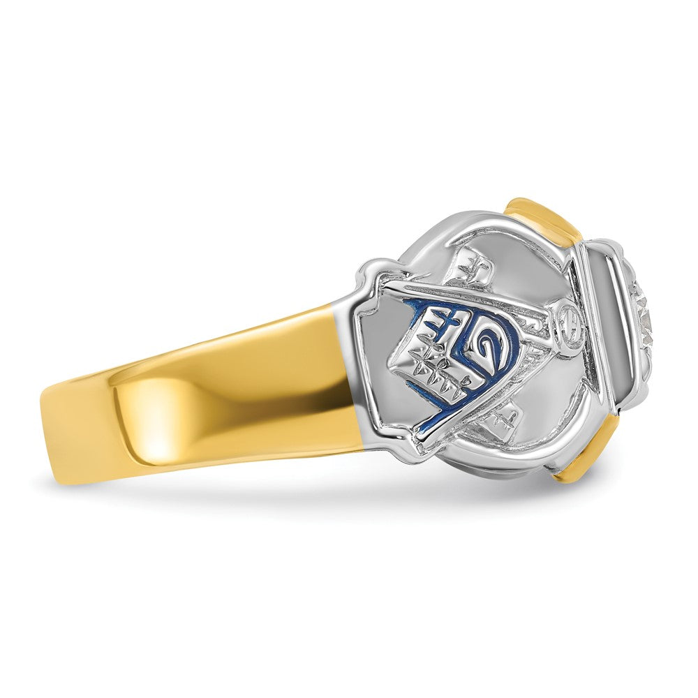 IBGoodman 14k Two-tone Men's Polished and Textured Blue Lodge Master Masonic Ring Mounting