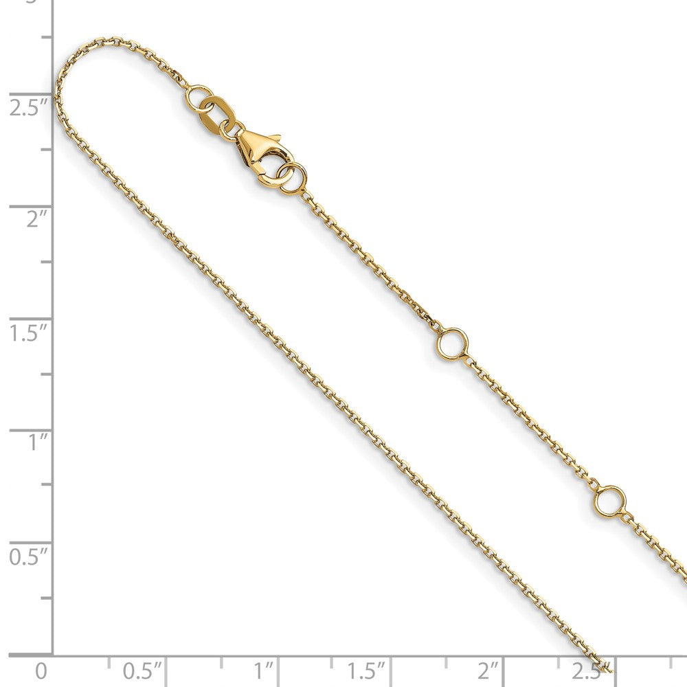 10k Yellow Gold 1.05mm D/C Cable 1in+1in Adjustable Chain