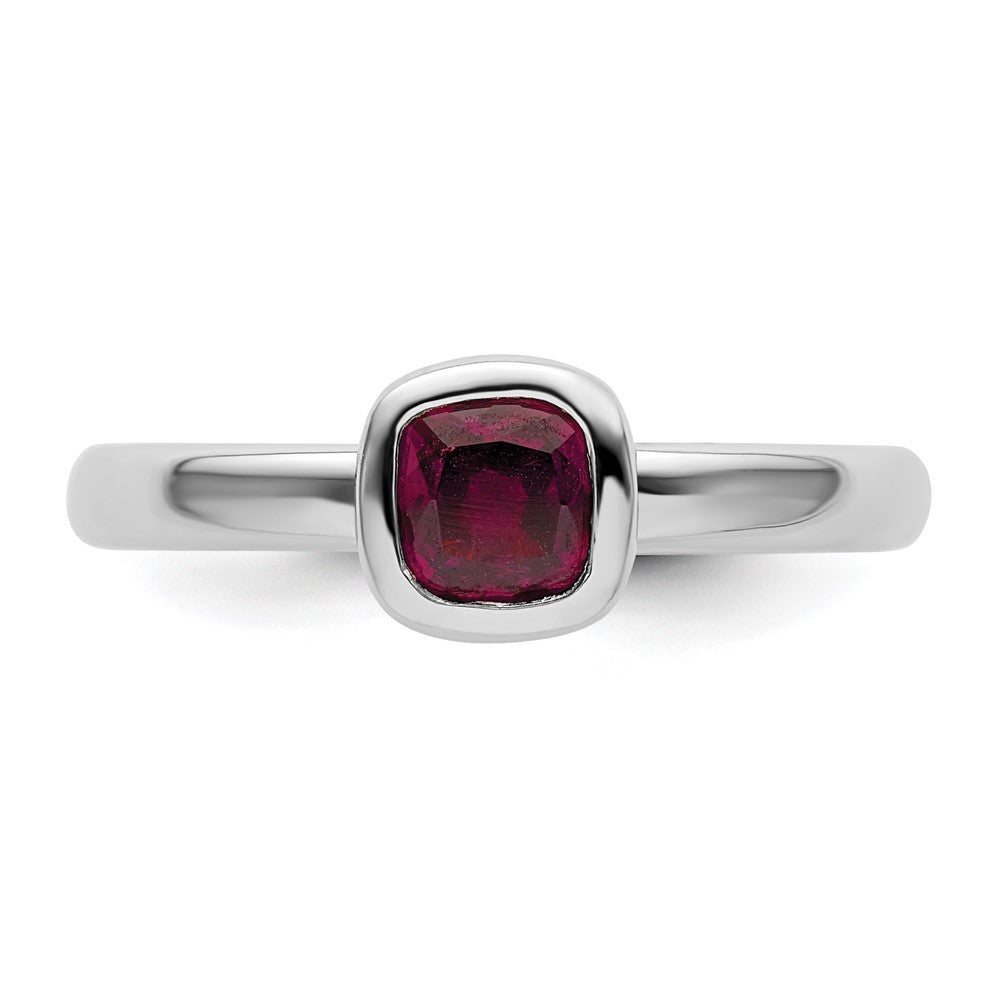 SSr Stackable Expressions Cushion Cut Rhodolite Garnet Ring Size -7