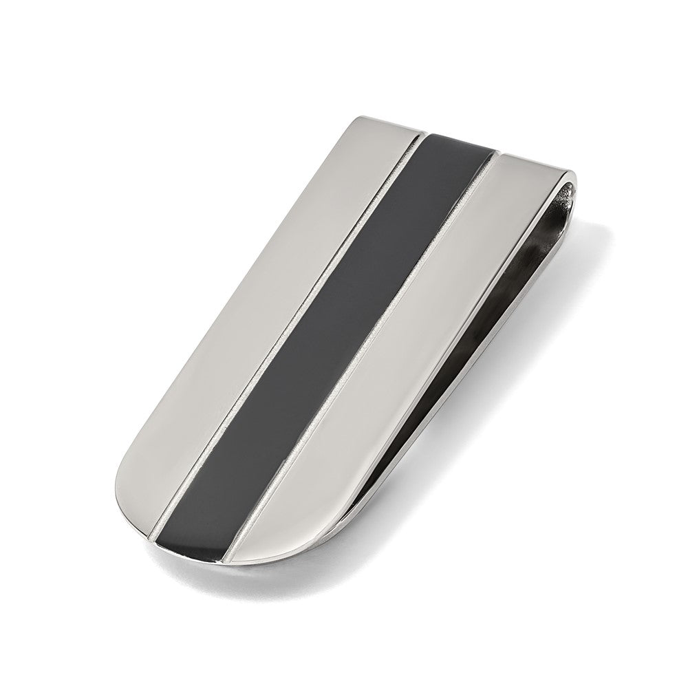 Chisel Stainless Steel Polished with Black IP-plated Center Money Clip