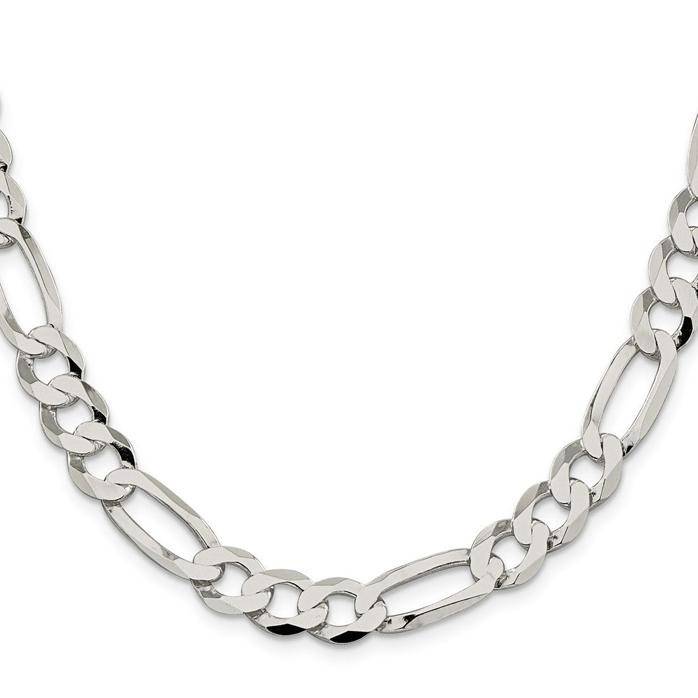 Sterling Silver 9.7mm Lightweight Flat Figaro Chain 22 Inches