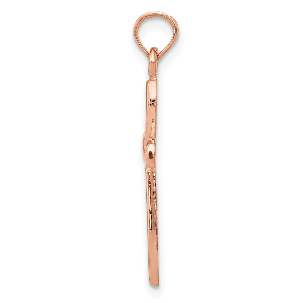 14K Rose w/ White Rhodium Filigree Center Border