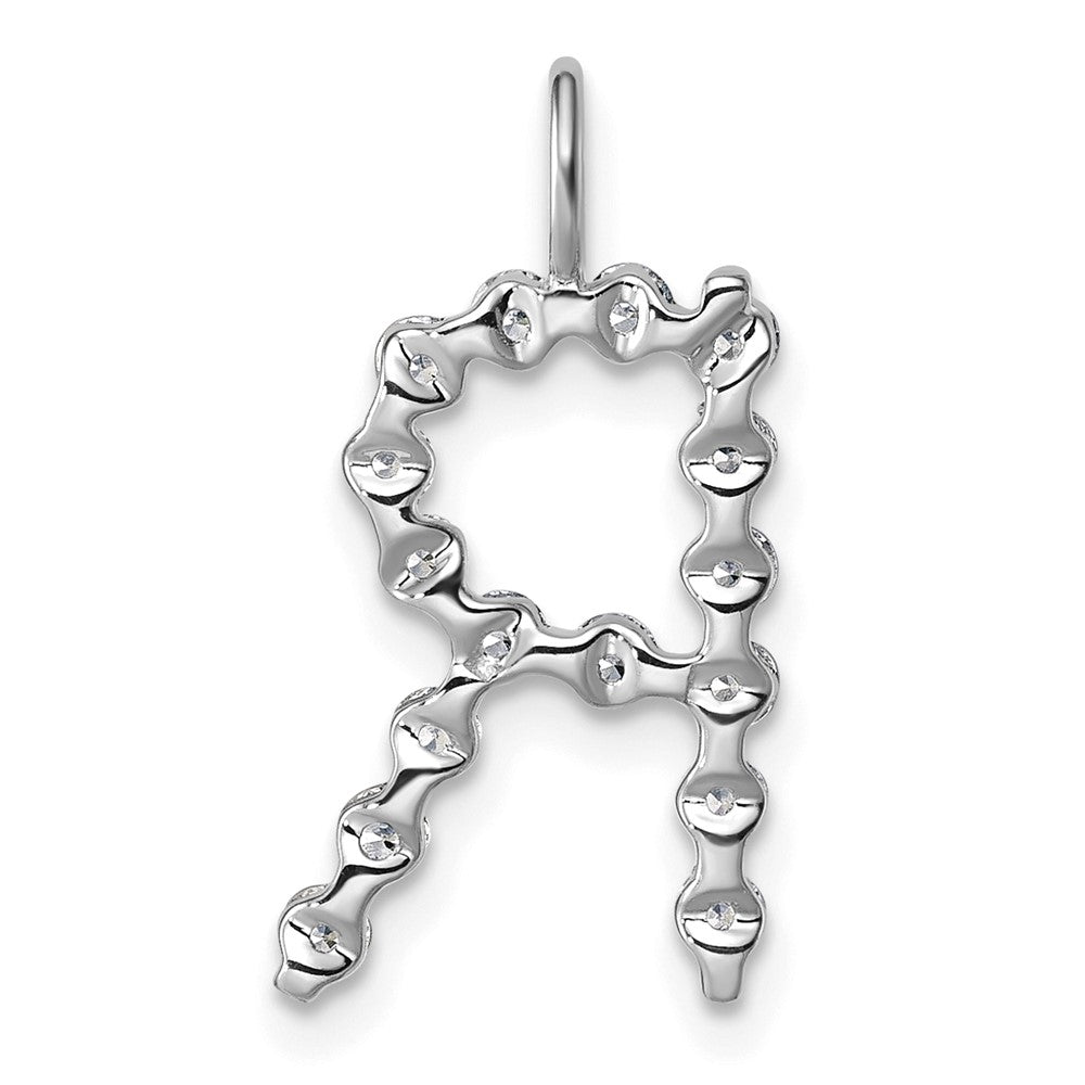 True Origin 14k White Gold 1/2 carat Lab Grown Diamond VS DEF Alphabet R Pendant