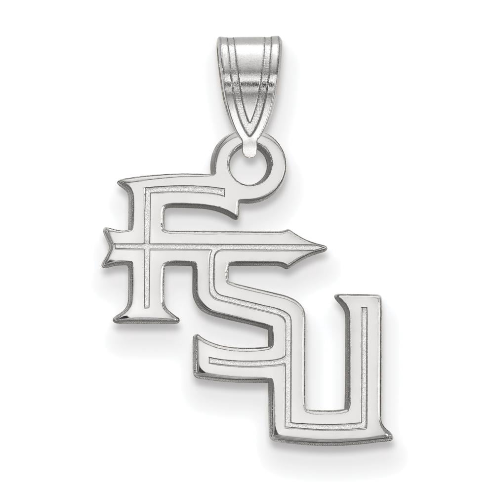 Sterling Silver Rhodium-plated LogoArt Florida State University F-S-U Small Pendant Q-SS059FSU