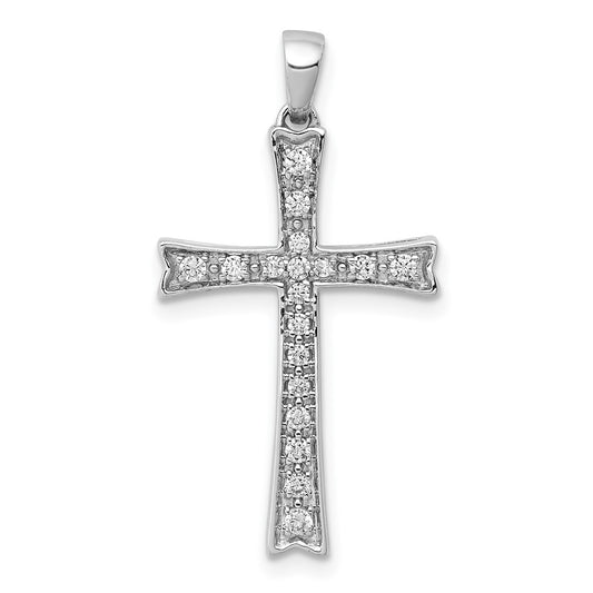 14k White Gold 1/5 carat Lab Grown Diamond VS/SI+ G+ Cross Pendant