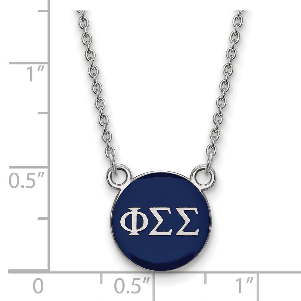 Sterling Silver 18in Official Licensed Greek Sororities Phi Sigma Sigma (???) XS Enamel Pendant w/Necklace