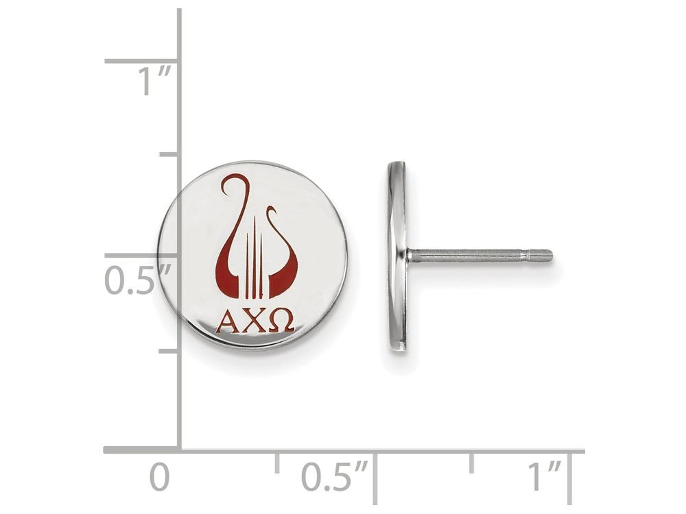 Sterling Silver Official Licensed Greek Sororities Alpha Chi Omega (???) Enameled Post Earrings