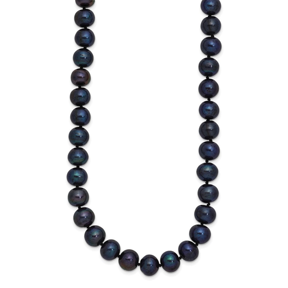 Sterling Silver Rhodium-plated 8-9mm Black Near-Round Freshwater Cultured Pearl 20 inch Necklace 20 Inches