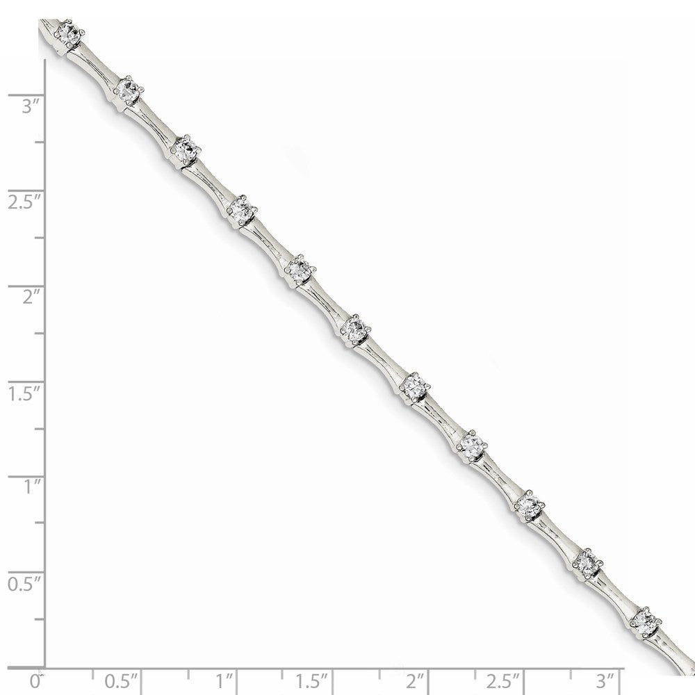Sterling Silver CZ Fancy Polished Bracelet 7 inches