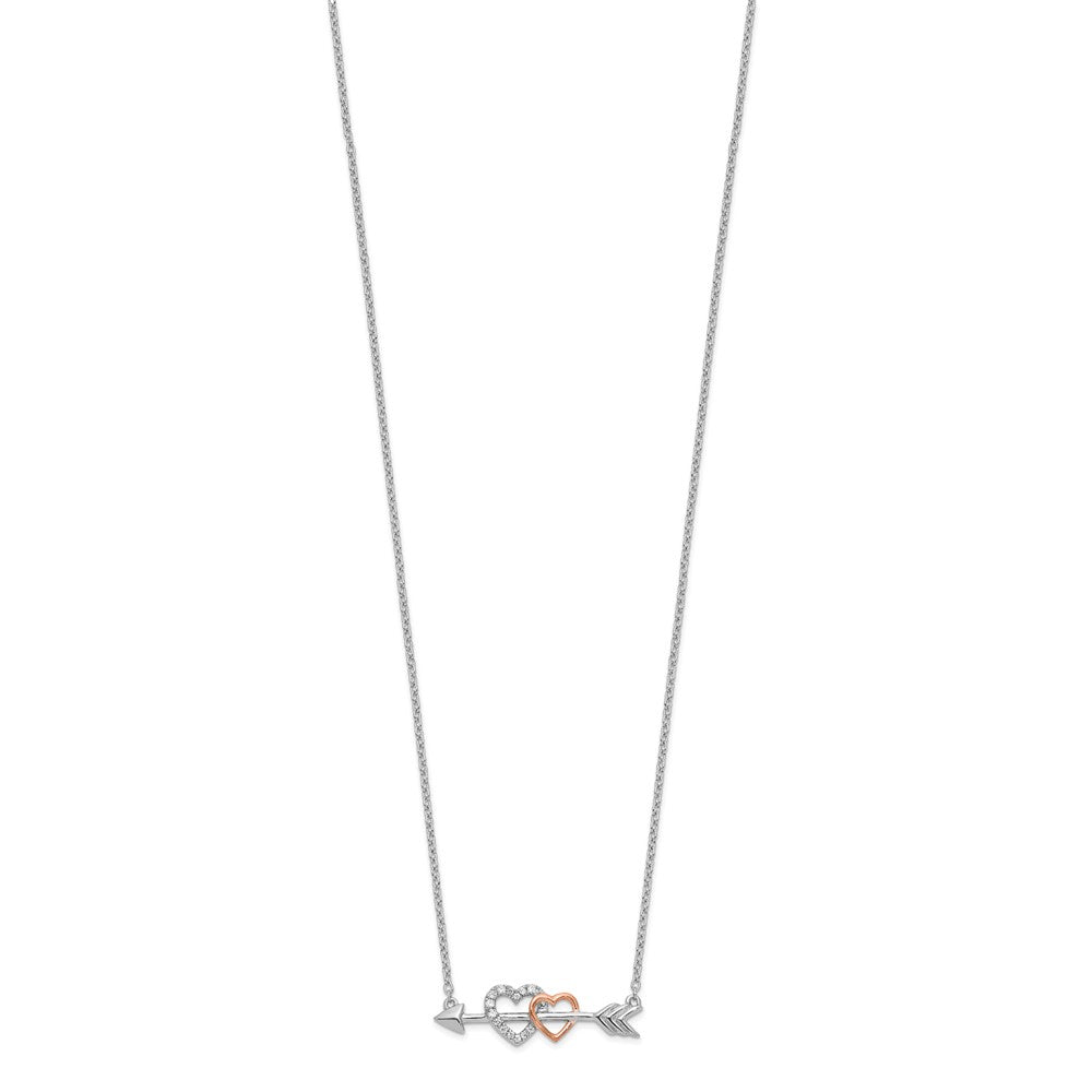 14k Two-tone Diamond Hearts on Arrow 18in Necklace
