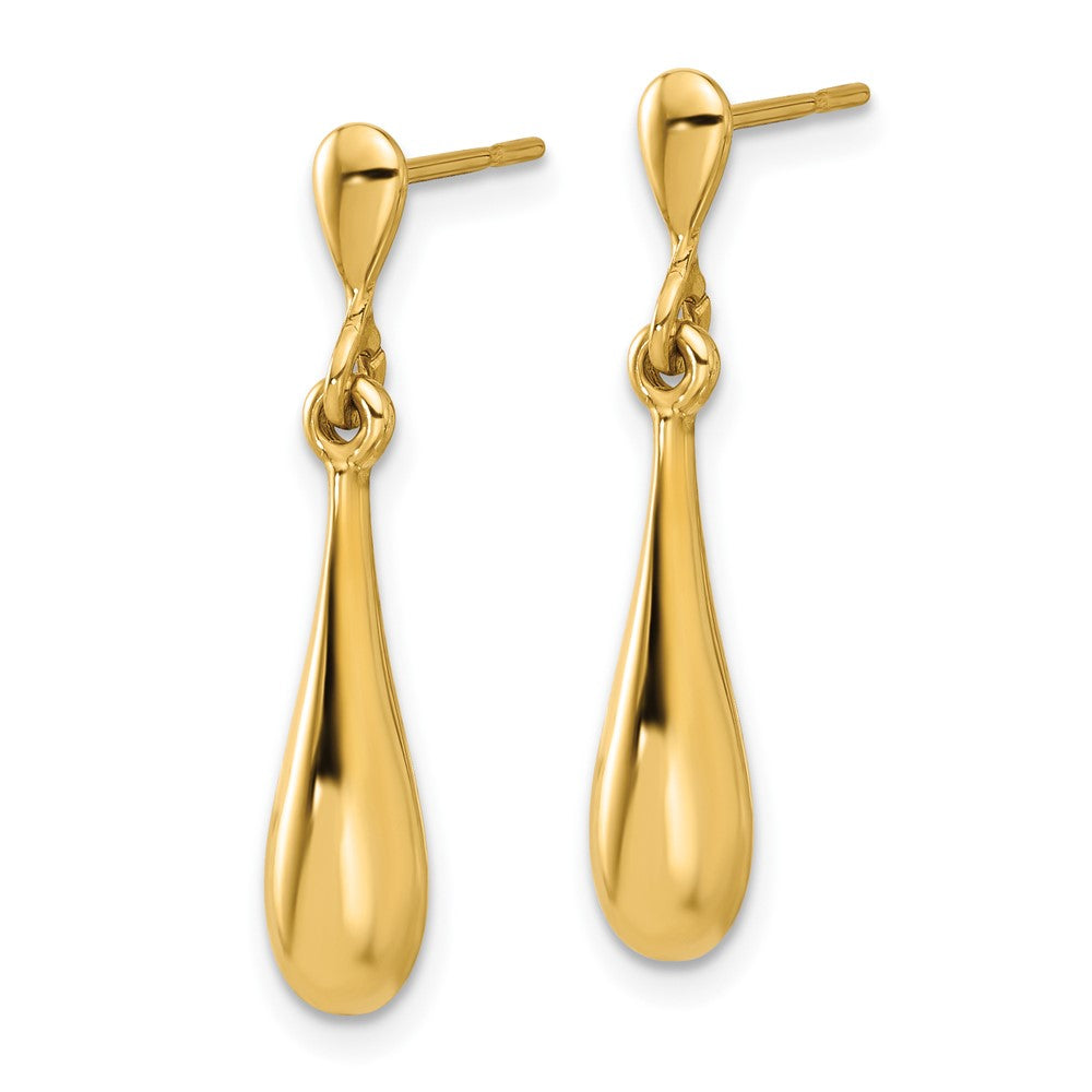 14K Polished Teardrop Post Dangle Earrings