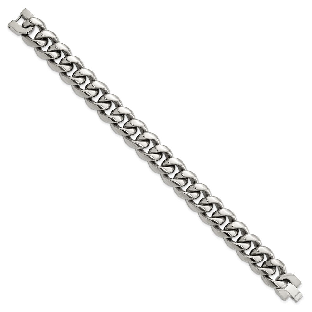 Titanium Polished 14.50mm Curb 8.5in Bracelet 8.5 inches