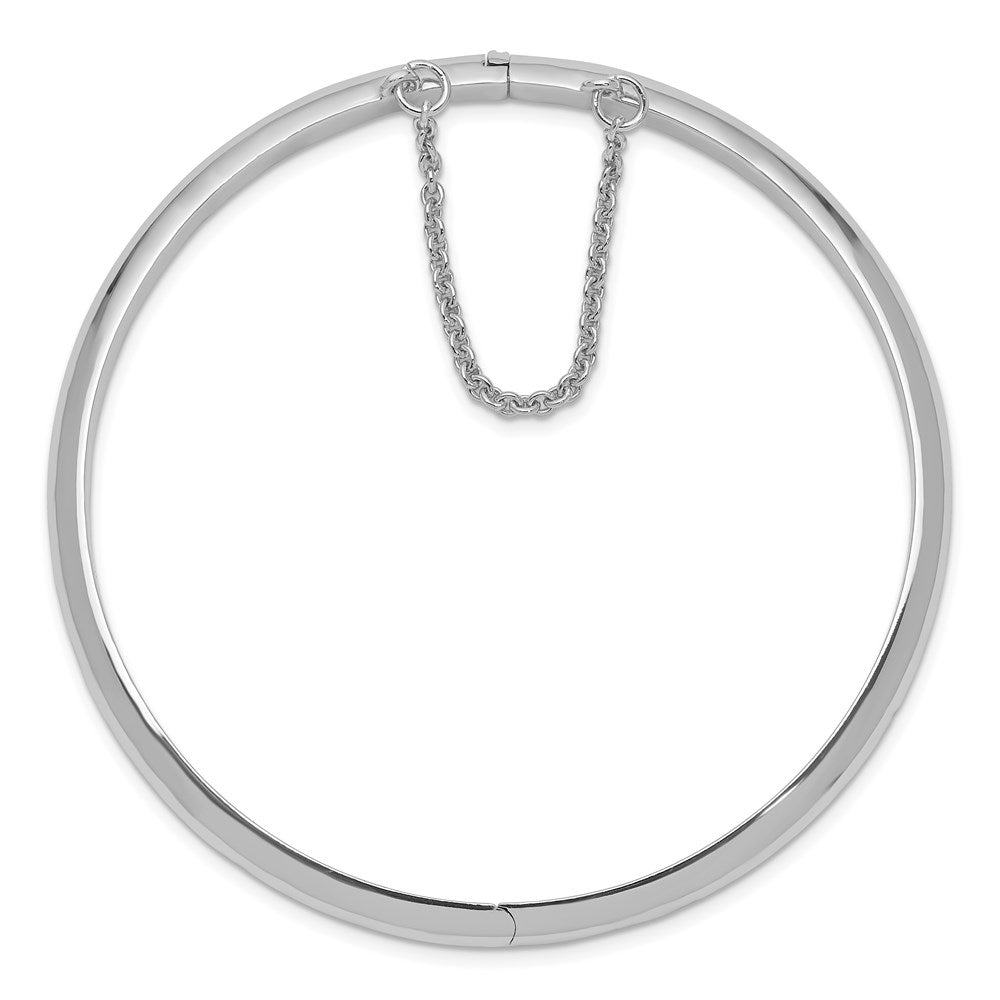 Sterling Silver Rhodium-plated 5mm w/Chain Hinged Bangle 7.25 inches