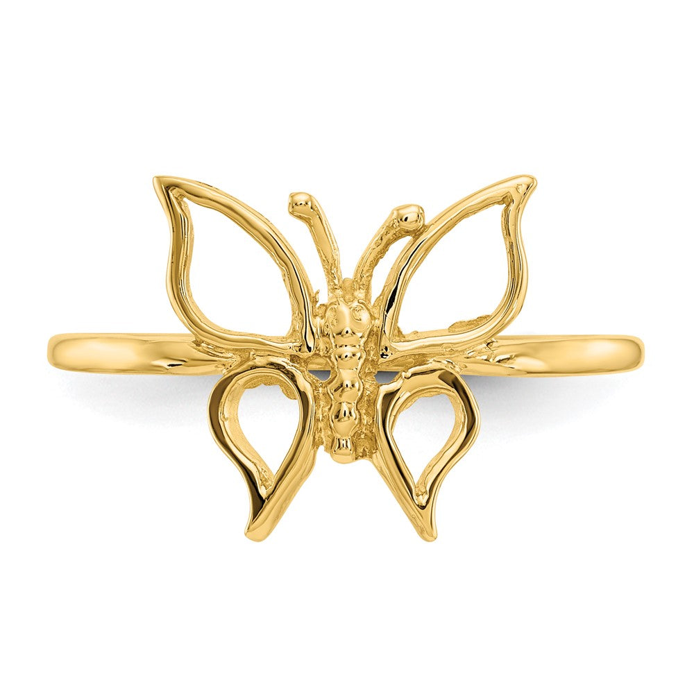 14k Polished Butterfly Ring Size 7