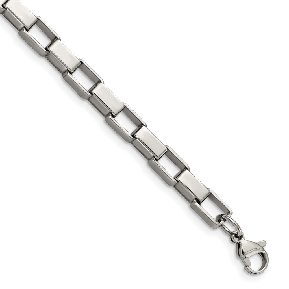 Stainless Steel Polished Square Link 8in Bracelet 8 inches