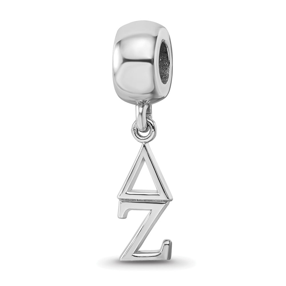 Sterling Silver Rhodium-plated LogoArt Delta Zeta Vertical Letters Bead QDZ005BD1-SS