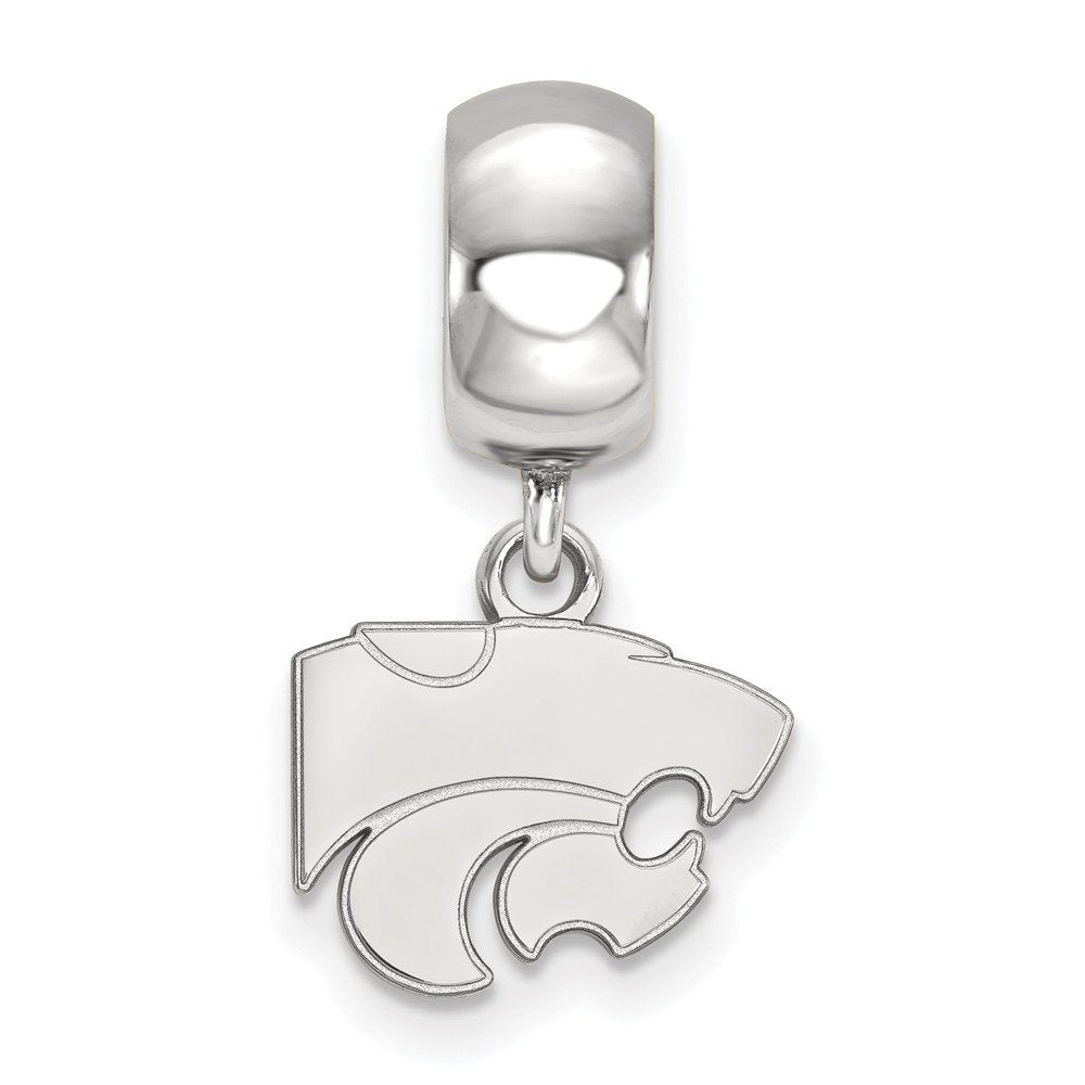 Sterling Silver Rhodium-plated LogoArt Kansas State University Wildcat Extra Small Dangle Bead Charm