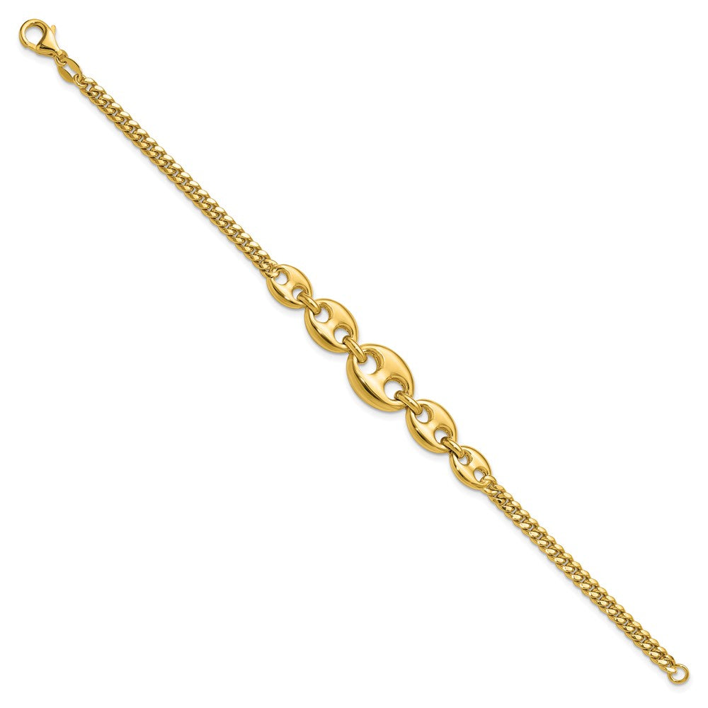 14K Polished Fancy Curb Link Bracelet 7.5  inches