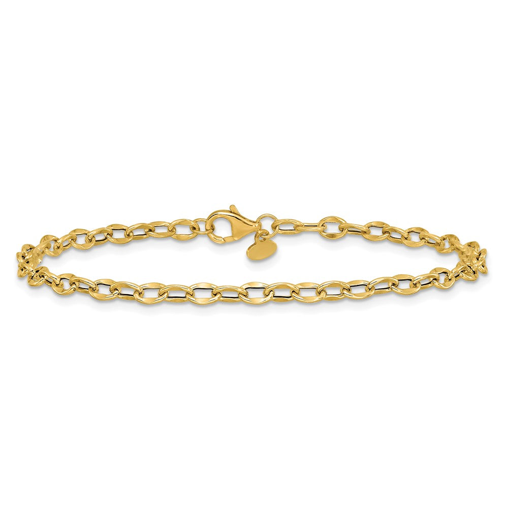 14K Polished Fancy Flat Cable Link Bracelet