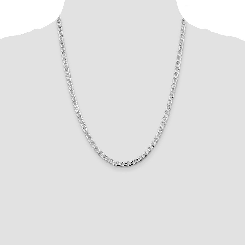 Sterling Silver Rhodium-plated 4.65mm D/C Flat Anchor Curb Chain 22 Inches