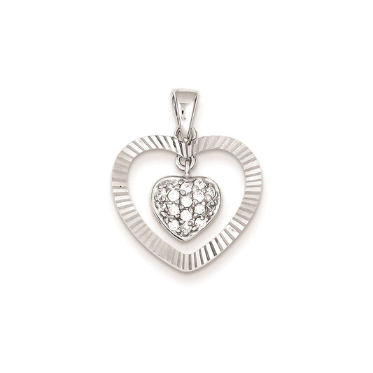 Sterling Silver CZ Heart Pendant