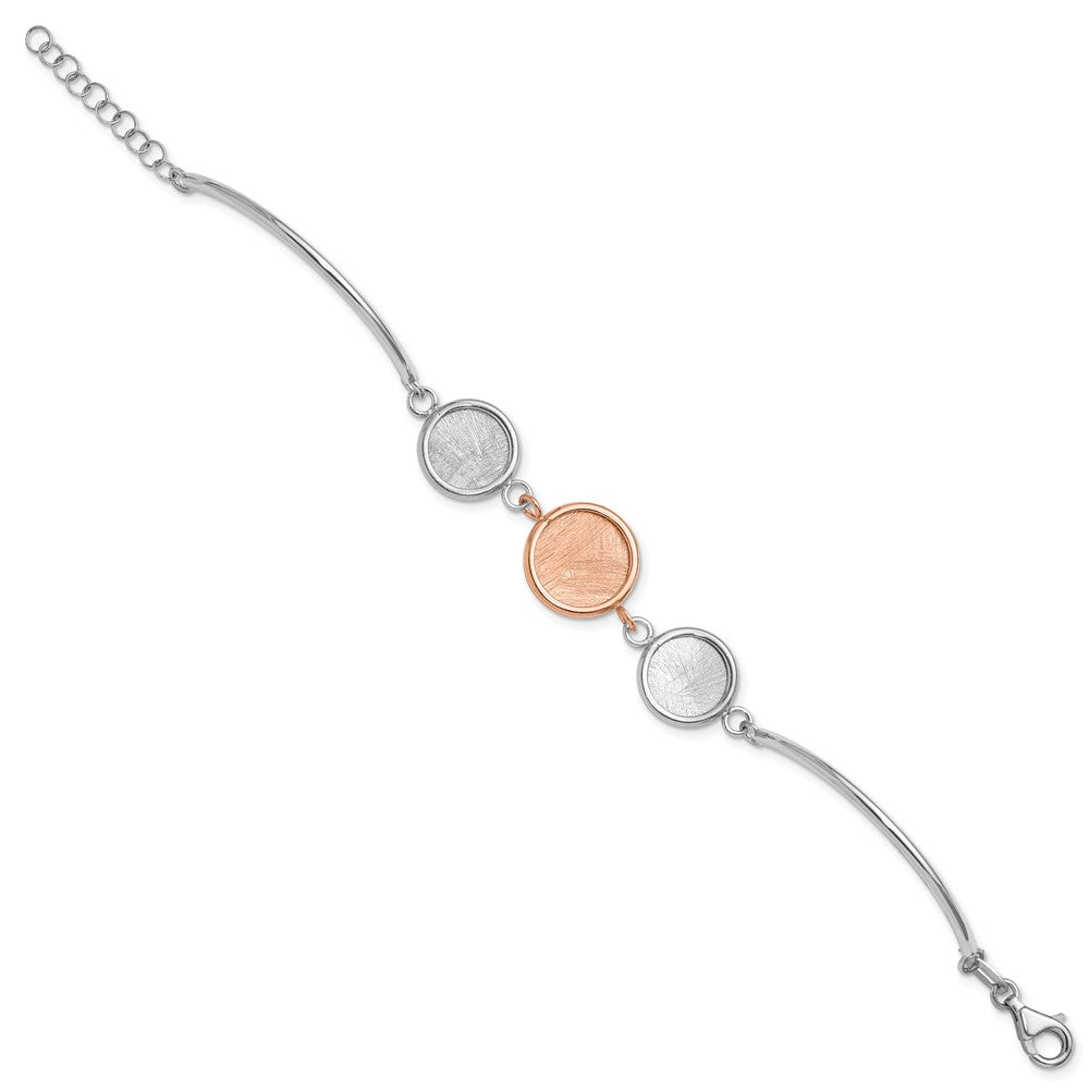 SS Rh-plat/Rose-tone Radiant Essence Polished/Scratch Bracelet 6  inches