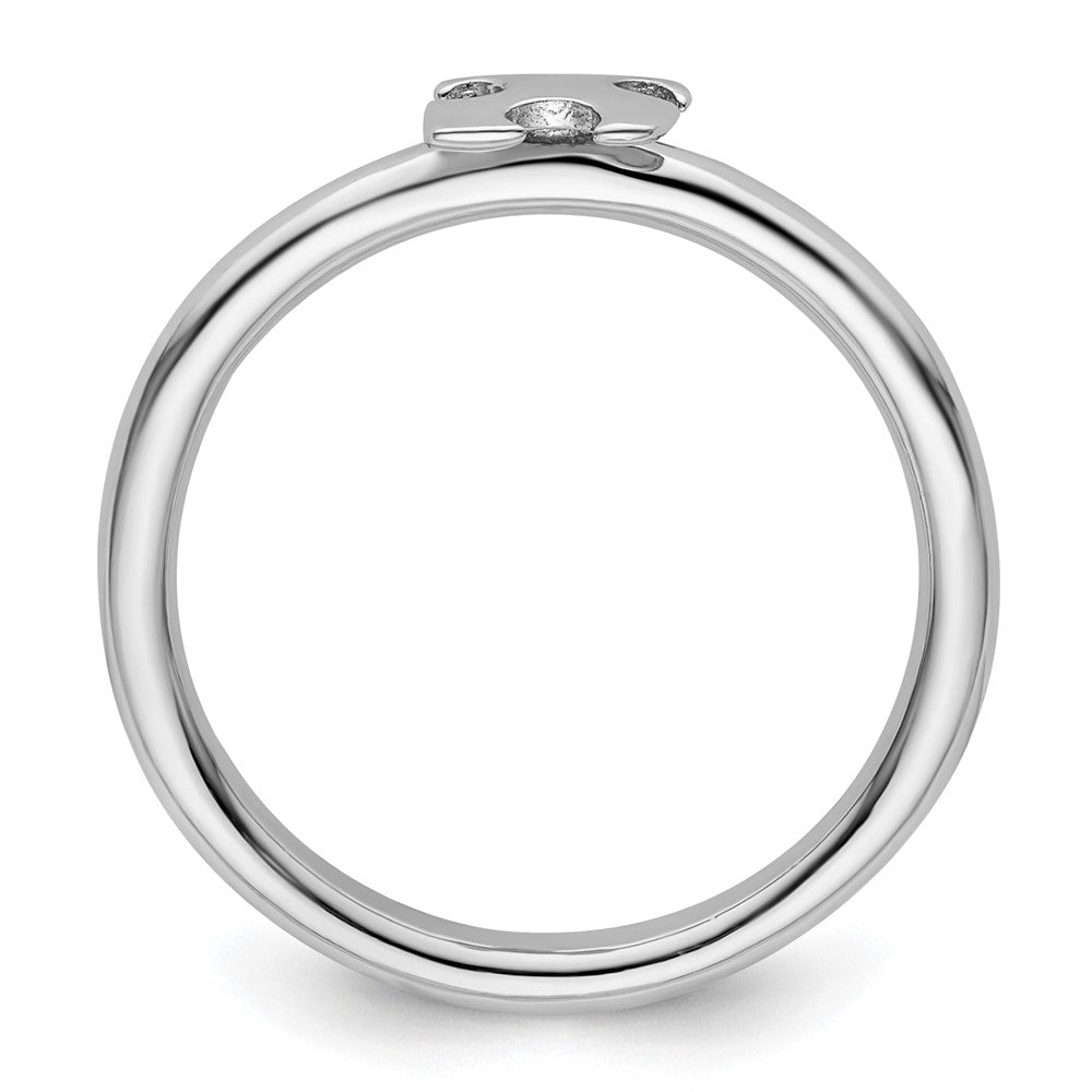 Sterling Silver Stackable Exp. Rhodium-plated Awareness Puzzle Piece Ring Size -7