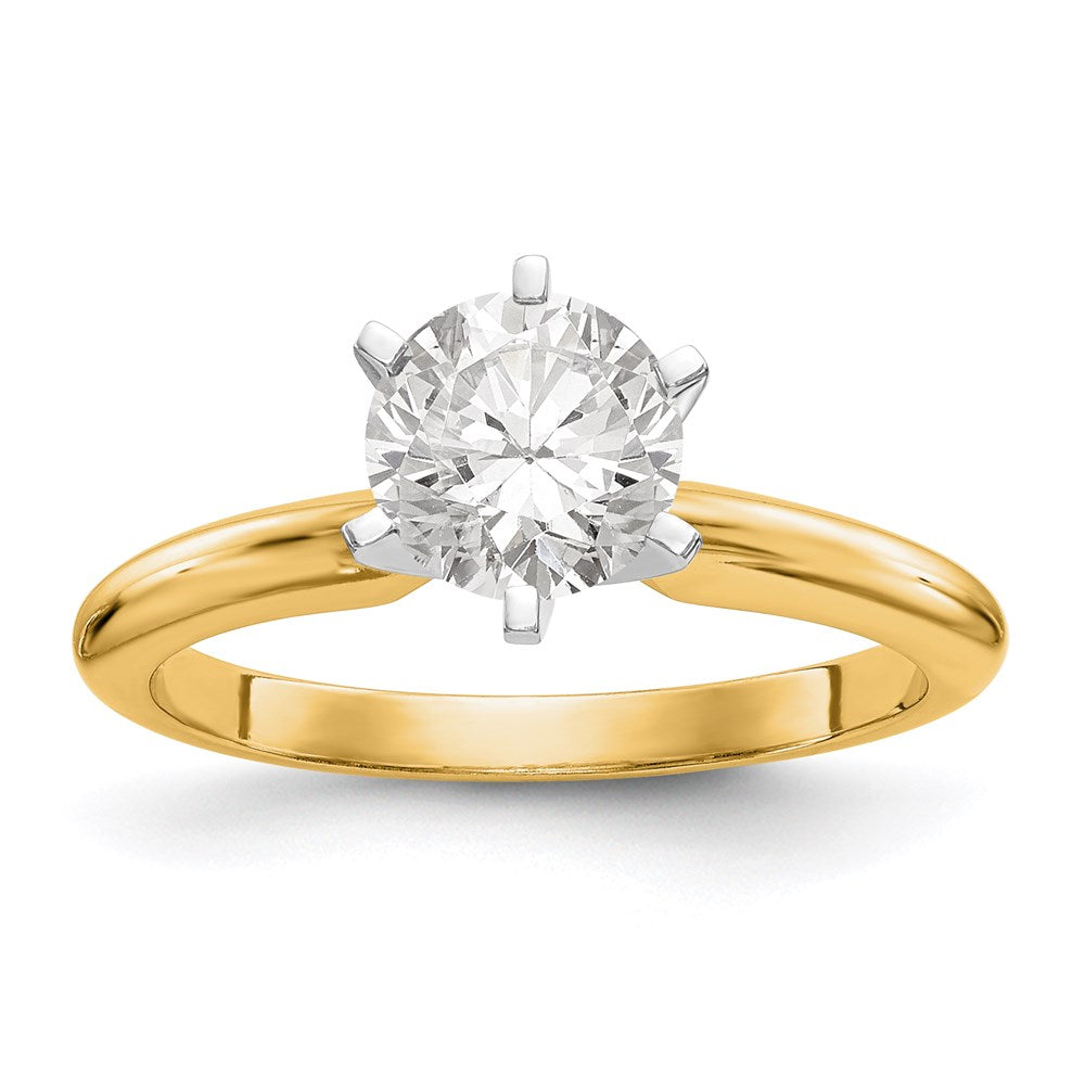 14k Two-Tone 1 carat Heavy-Weight Half-Round 6-Prong Round Solitaire Ring Mounting