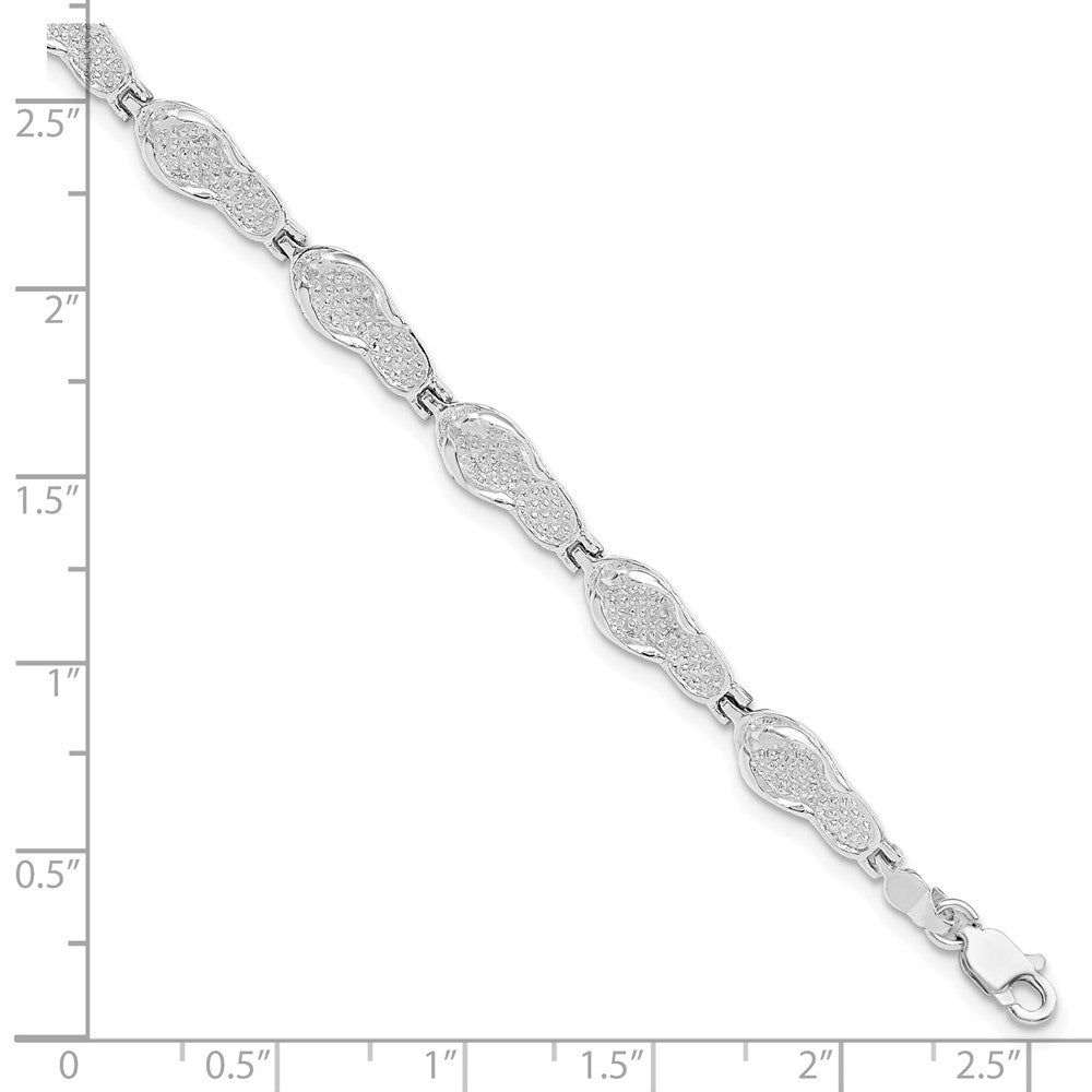 De-Ani Sterling Silver Rhodium-plated Polished Flip-flop Bracelet 7.25 inches