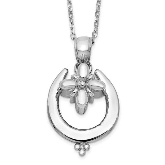 Sterling Silver Rhodium-plated Horseshoe Ash Holder 18in Necklace 18 Inches